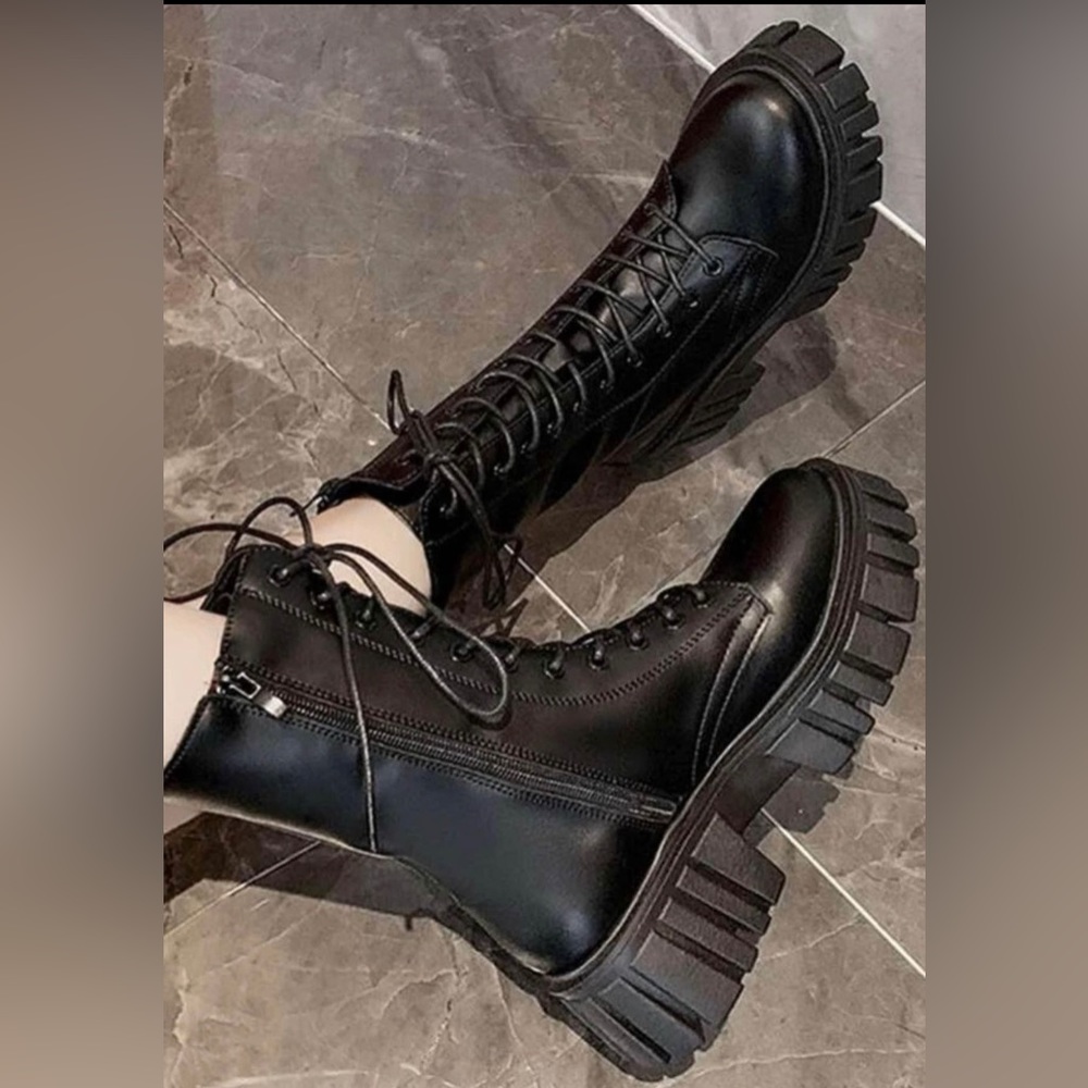 Black combat boots
